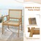 Costway 1/2 PCS Wood Chair Indonesia Teak Wood Armchair with Natural Rattan Seat & Back Patio Chair for Porch